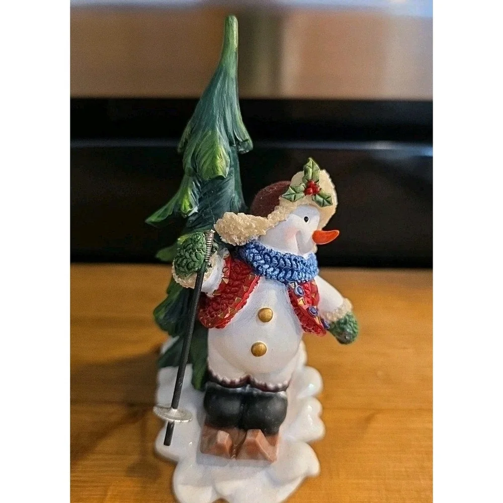 Home Interiors Christmas Whimsical Snowmen Sledding Figurines set of 3 resin 5